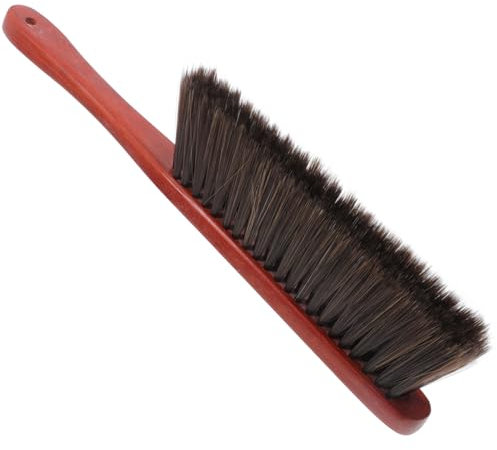 SEWOART Wooden Hand Broom Soft Bristle Fireplace Broom Long Handle Dust Brush for Home and Car Cleaning Four-row Bristles Wood Handle Handheld Brush