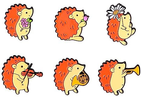 DEARMAMY 2 Ensembles Broche Animal De Dessin Animé Insignes De Hérisson Broches En Émail Animal Broches De D'animal Vestes Enfants Pince À Linge Alliage (fer) 6 Pièces * 2