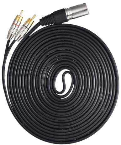 Perfeclan Connettore Cavo Audio Stereo da Maschio XLR a Doppio Adattatore RCA Facile da Usare Cavo Splitter con Servizio Pesante per Altoparlante Microfono