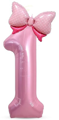 Luftballon Geburtstag 1, Folienballon Zahl 1, Zahlen Luftballon 1. Geburtstag, 40 Zoll Zahlen Folienballon Mädchen, Zahlen Luftballon Rosa, für Geburtstags, Babyparty, Jubiläum
