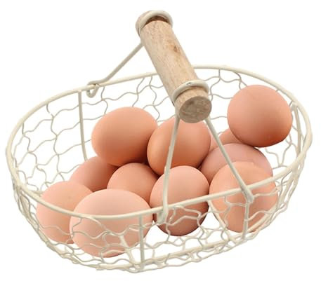 Cesto raccolta uova Contenitore Per Uova Decorativo Con Manico In Legno