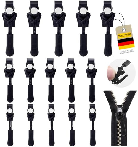 Reisverschluss-reparaturset, Reißverschluss-zipper 12Pcs Schieber Ersatz, Abnehmbare Reißverschluss Zipper Pull Fixer Reparatur Set für Universal Kleidung, Gepäck