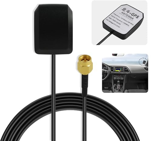 Aktive GPS-Antenne mit SMA-Stecker 3m | RG174 Kabel, wasserdicht für Auto GPS 4G LTE GPS Tracker, Echtzeit-Tracking Sicherheitsalarm für Fahrzeuge Motorrad LKW mehr