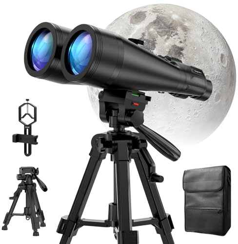 20x80 Astronomie-Fernglas für Erwachsene,Hochleistungs-Fernglas | Bak4-Prisma für Mondbeobachtung, Wildtierbeobachtung und Nachtbeobachtung bei schwachem Licht, inkl. Stativ, Adapter