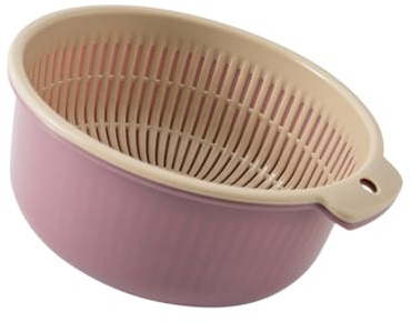 LIGIGWASH Cesta De Drenaje De Plástico Para Cocina Doble Capa Filtro Limpio Para Frutas y Verduras Cesta Colador Fregadero Morado Nórdico