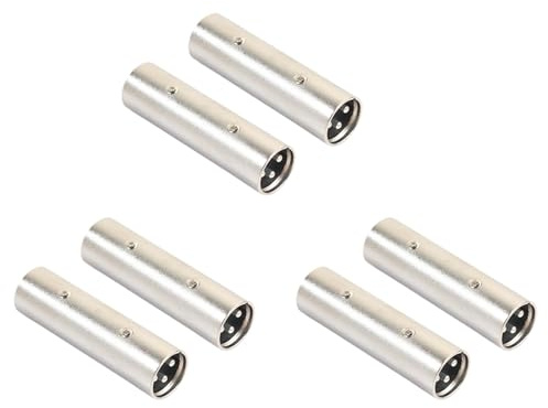 Agwuoetr Adaptateur XLR Mâle à Mâle, Coupleur de Connecteur XLR 3 Broches Mâle à 3 Broches Mâle, Adaptateur de Ligne de Microphone -6 Paquets