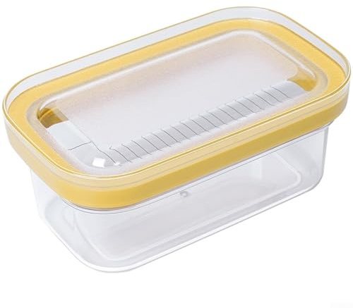Mantequera de plástico PP transparente diseñada para mantener tu untada fresca durante más tiempo (amarillo)