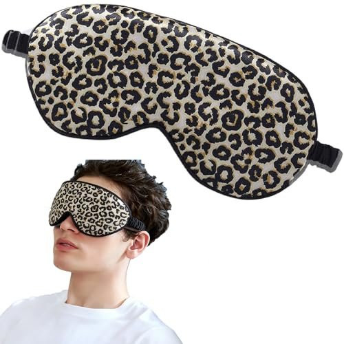 Schlafmaske Frauen,Leopardenmuster Stil,Seiden Schlafmaske,Schlafbrille,Sleeping Mask,Weich Und Bequem Schlafmasken,Hervorragende Lichtundurchlässige Eigenschaften Für Den Gebrauch Während Des Schlafs