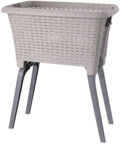 Moderner Wäschekorb mit klappbaren Beinen, in Grau, Grün oder Taupe. Hergestellt aus robustem Kunststoff. Faltbarer Wäschesammler, ideal für Badezimmer und Waschraum.
