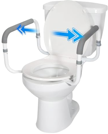 Jolliman Toilet Safety Support Frame for Elderly Senior Handicap Disabled Heavy Duty Non Slip Hand Rail Support for Easy On and Off Width Adjustable 51-64cm