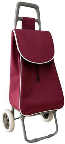Weida Carro de la Compra con 2 Ruedas | Resistente y Ligero | Mango Ergonómico y Bolsa Impermeable | Arrastre Cómodo y Estable | Ideal para Supermercado y Uso Diario | 91cm-25cm-35cm (Rojo Granate)