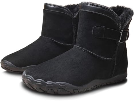 Peak Footwear Snug Boot Winter Barefoot Boots – Waterproof, Non-Slip Traction, Cozy Fur Lined Warm Snow Boots with Wide Toe Box & Zero-Drop Sole (Unisex) (Black, 10/10.5 W, 8/8.5 M, US Footwear Size System, Adult, Women, Numeric Range, Wide, 10, 10.5)