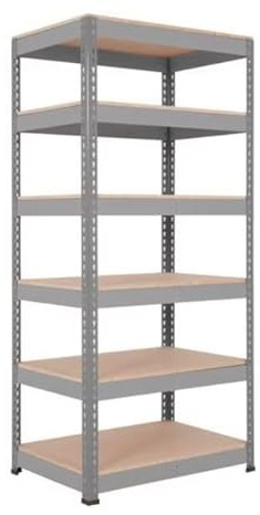Horison Industries 6 Tier Garage Shelving Units 1980x915x1220mm, Grey Heavy Duty Metal Shelving Unit for Storage, 6 Tier Chipboard Garage Storage Shelves for Shed and Van, Racking Metal Shelf