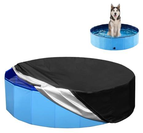 Hundepool fur Große Hunde 160 x 30 cm mit Staubschutz Faltbarer Pool | für Hunde aus PVC Große Hundebadewanne, tragbarer Außenpool, Garten
