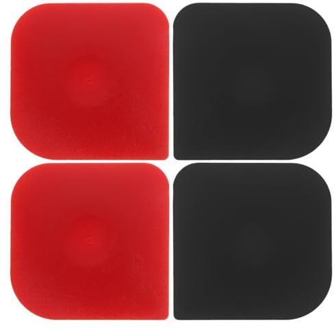 DEARMAMY Grattoir pour Poêles et Casseroles 4 Pièces en Plastique Solide, Bords Polis, Outil de Découpe et Raclage, Rouge et Noir, pour Nettoyage de Vaisselle et Casseroles en Fonte, Usage