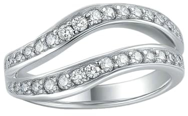 Freundschaftsringe Freundinnen, Eheringe Wickelring mit Diamant 18K Weißgold Größe 53 (16.9)
