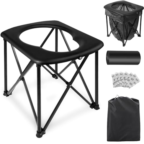 Xmasneed Mobile Klapptoilette, einfach transportierbare Faltbare Campingtoilette, Camping Nottoilette Mobile Trockentoilette klappbar für Garten, Zelt, Auto & Outdoor, Campingtoilette faltbar