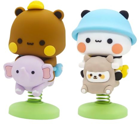 SGZIOO Bubu Dudu Wackelfigur Auto, 2 Stück Wackelkopf Figur, Kuscheltier Wackelfigur, Armaturenbrett Innenraum Deko, Panda Geschenk