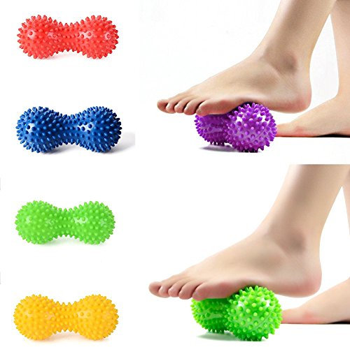MOOUK 1 x Massageball mit Noppen, Yoga, Fitness, Ball, Fußmassagegerät, Ball, Körper, Hand, Erdnuss, Stachel-Massageball, 16 cm x 5 cm (zufällige Farbe).