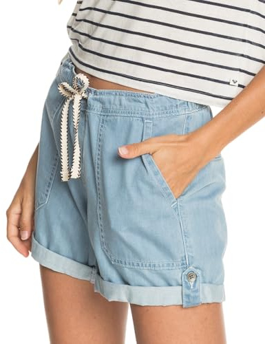 Roxy Milady Beach - Short Vaquero Elástico Para Mujer Short Vaquero Elástico, Mujer, light blue, S