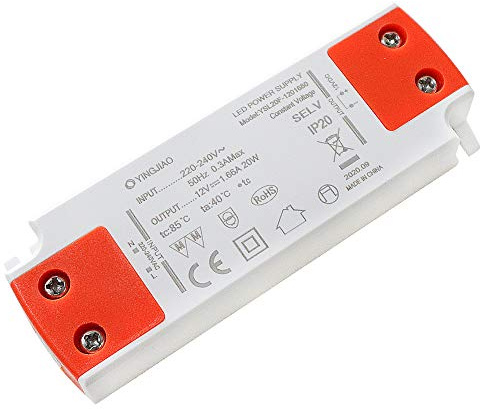 4VWIN Transformador de fuente de alimentación LED Volatge constante para 12 V AC/DC, luces de tira LED, bombillas GU10, G4, MR16, MR11 (12 V, 1,66 A, 20 W)