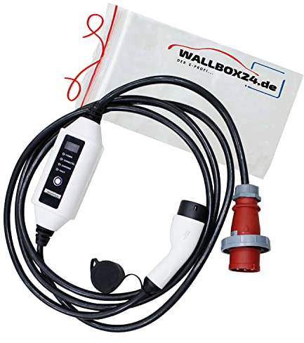 Wallbox24 Ladegerät tragbar 3Ph CEE 400V 22kW 32A Typ 2 5m Ladestrom einstellbar mit Schutzhülle
