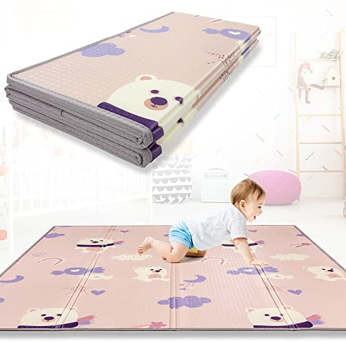 Alfombra Bebe Acolchada Plegable 180x200x1.5cm - Tapete Reversible e Impermeable - Gimnasio Infantil - Manta De Juegos