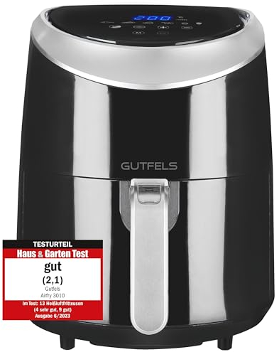 Gutfels Heißluftfritteuse AIRFRY 3010 | 1300 Watt | Touch-Bedienung 80-200°C einstellbar | Timer | Air Fryer 2,7 Liter Korbvolumen | Überhitzungsschutz