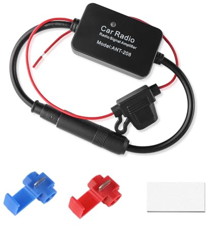 Hidden Car Antenna Booster Amplifier Strengthen 25db,Universal 12V FM AM Radio Antenna Adapter for Car Stereo,Audio,Radio,Media,Head Unit Receiver