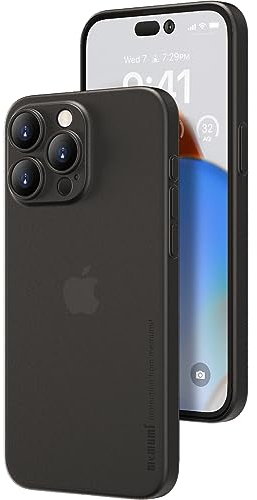 memumi Hülle kompatibel mit iPhone 15 Pro, Mehrweg 0.3 mm dick Slim Fit, Mattes Finish [Stoßfest, rutschfest, Kratzfest] Schutzhülle Extra Dünn Hardcase -Trans-Schwarz