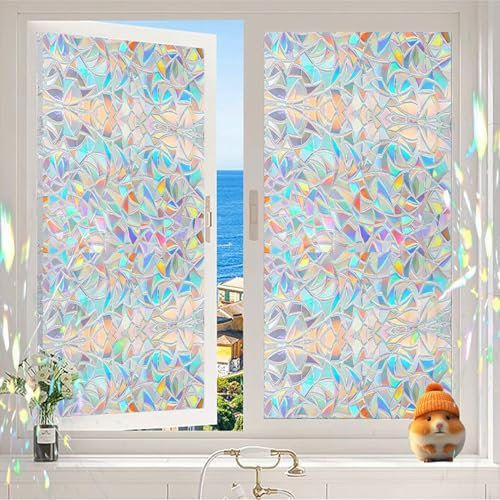 Milchglasfolie Fenster 110 x 210 cm, Sicherheits Schutz Splitterschutz, Wasserdicht Realistische, Kein Kleber, Folie Sichtschutz Gestreifte Folie, Halbmond