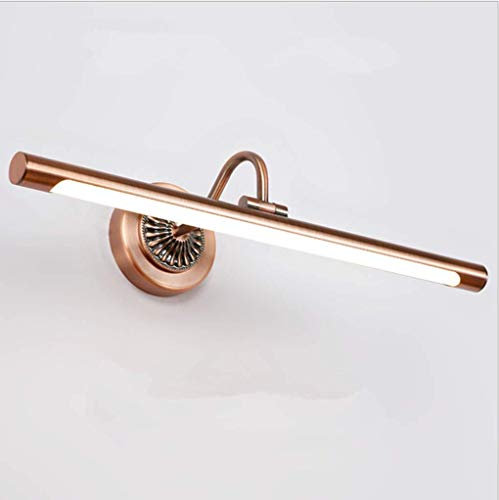 SSNCcNC B, LED Klassisch Spiegellampe 12W Antik Messing Europäischen Spiegelleuchte Verstellbarer Metall PC Wandleuchte Schminklicht Badlampe 65CM Rostfreie Schrank Neutrales Licht 4500K
