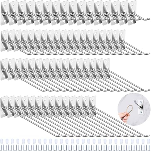 Yauhar 40 Pcs Stainless Steel Wall Mounted Hooks with Protective Caps and Screws, 2 4 6 8 Coat Bag Hat Utility Hook, Garage Tools Storage Organizer & Hanger for Office Kitchen Home Shop