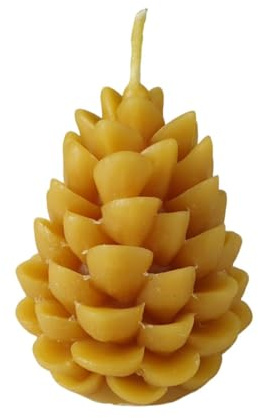 Bienenwachskerze Tannenzapfenkerze 8 cm Weihnachten Schuppen — handgegossener Wachs-Zapfen Natur-Deko, Made in Germany