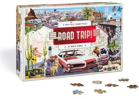 Road Trip!: A 1000-Piece Jigsaw Puzzle, Grey, Black, Green, Brown