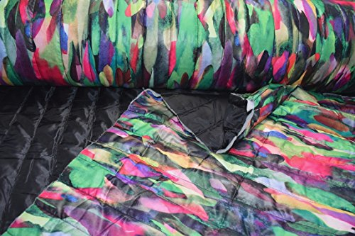 Fabrics-City schwarz/bunt wasserabweisender Doubleface Steppstoff mit Federn, wattierter Stoff zum Nähen und Kleben, gestepptes Steppfutter für Outdoor, Jacken, Decken, 4407