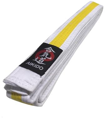 Budodrake Aikidogürtel mit Aikido-Label weiß-gelb (200)