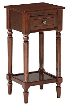 Convenience Concepts French Country Khloe 1 Drawer Accent End Table 14 - Traditional Farmhouse Side Table with Storage Drawer and Shelf for Living Room, Espresso