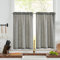 TOPICK Scheibengardine Bistrogardine 2er Set 60Hx63B cm Grau Leinenoptik Fenstervorhang Gardine Gaze Schals Scheibengardinen Halbtransparent Fensterschal Küche Wohnzimmer Landhaus