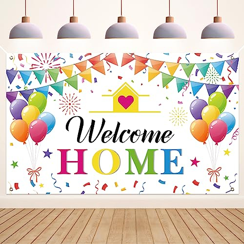 Koliphy Welcome Home Deco, Bianco Benvenuto a Casa Striscione Decorazione Ghirlanda per Ritorno a Casa, Ritorno in Famiglia Celebrazioni Familiari Feste Decorazioni, 70,8 x 43,3 Pollici
