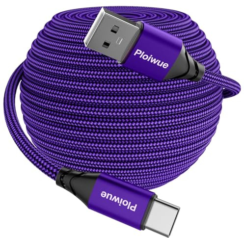 Cable USB C de 7M extra largo, cable de carga USB C trenzado de nylon, cable de carga para controlador PS5, cable USB tipo C para Samsung Galaxy S22 S21 S20 S10 S9 S8 Note 10 9, PS5, P30 P20, LG V30
