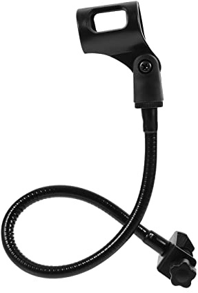 Gooseneck Bracket Black Microphone Stand Clip-on Adjustable | Iron Spray-painted Build, Hands-free Use for Recording and Radio Station Setups, Wide Compatibility Mic Stand Clamp