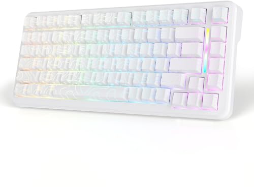 MAMBASNAKE M82 HE Teclado magnético con Cable 75%, Tasa de Sondeo 8K Hz, Actuación Ajustable, y precisión de 0,01 mm. Teclado para Rapid Trigger Juegos con retroiluminación RGB- Contorno Blanco