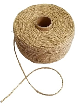PULaif Corda di spago di Iuta, Corda di Canapa Naturale da 1 mm a 6 mm di Diametro, Diverse Lunghezze for Decorazioni in macramè, Fai da Te e Artigianato Fatto a Mano(1mm)