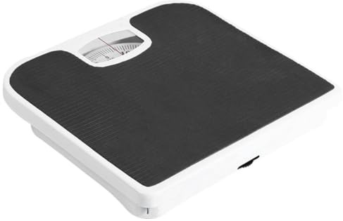 Báscula de baño analógica mecánica, báscula analógica de metal antideslizante de capacidad de 286 lb para peso corporal, de baño mecánica negra para peso corporal