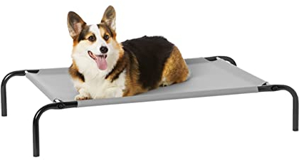 Amazon Basics Chien Lit surélevé et rafraîchissant pour animaux de compagnie -Taille M, Textile, Gris, L 110 x l 65 x H 19 cm