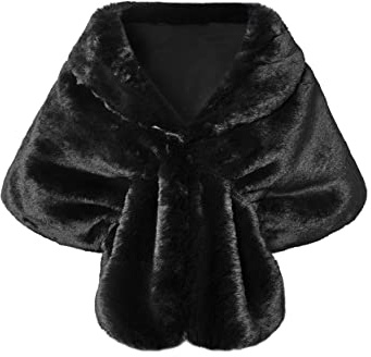 BABEYOND Womens Faux Fur Collar Shawl Faux Fur Scarf Wrap Evening Cape for Winter Coat