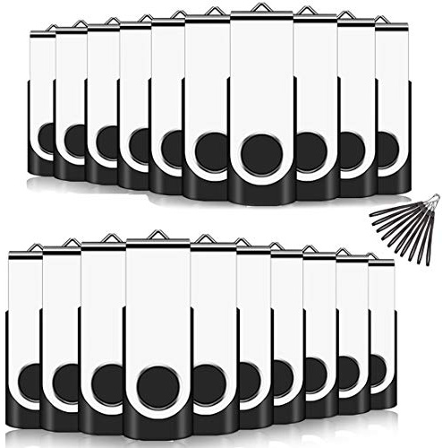 EASTBULL 2GB USB Memory Stick 20 Pack USB 2.0 Flash Drive (Black with Free Lanyard)