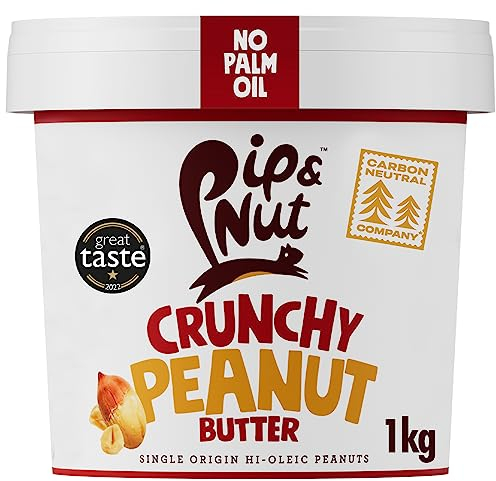 Pip & Nut - Crunchy Peanut Butter (1kg) | Natural Nut Butter, No Palm Oil, No Added Sugar, Hi-Oleic Peanuts, High in Unsaturated Fats, Gluten Free, Vegan, Dairy Free