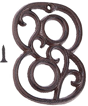 Numeri Civici In Ghisa GORGECRAFT Numeri Civici Decorativi Da 4.4 pollice Installazione Facile con Viti Abbinate (Numero 8)
